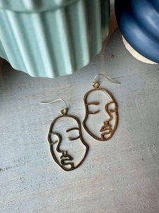 Golden Face Dangle Earrings