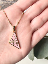 Load image into Gallery viewer, Upcycled Designer Pendant Necklace #174 - pink &amp; gold
