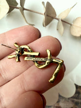 Load image into Gallery viewer, Upcycled Designer Pendant Earrings #119 - Golden Sticks
