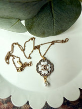 Load image into Gallery viewer, Upcycled Designer Pendant Necklace #202 - White with Pearl
