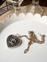 Load image into Gallery viewer, Upcycled Designer Pendant Necklace #229 - Stitched Black Heart

