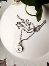 Load image into Gallery viewer, Upcycled Designer Pendant Necklace #223 - Silver Rimmed Circle

