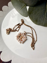 Load image into Gallery viewer, Upcycled Designer Pendant Necklace #203 - Square Pearl Border
