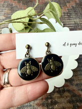 Load image into Gallery viewer, Upcycled Designer Pendant Earrings #109 - Bee
