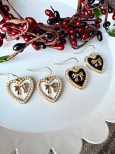 Load image into Gallery viewer, Pearl Heart Dangle Earrings
