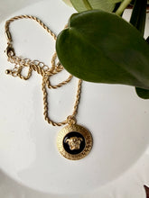 Load image into Gallery viewer, Upcycled Designer Pendant Necklace #221 - Gold &amp; Black
