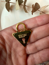 Load image into Gallery viewer, Upcycled Designer Pendant Necklace #219- White &amp; Gold Triangle
