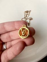 Load image into Gallery viewer, Upcycled Designer Pendant Necklace #182 - Gold Cutout Circle

