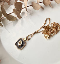 Load image into Gallery viewer, Upcycled Designer Pendant Necklace #209 - Black &amp; Gold Square
