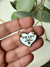 Load image into Gallery viewer, Upcycled Designer Pendant Necklace #169- White &amp; Gold Heart
