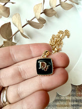 Load image into Gallery viewer, Upcycled Designer Pendant Necklace #209 - Black &amp; Gold Square
