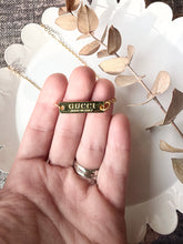 Load image into Gallery viewer, Upcycled Designer Pendant Necklace #218- Gold Bar
