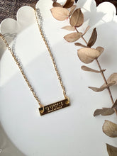 Load image into Gallery viewer, Upcycled Designer Pendant Necklace #218- Gold Bar
