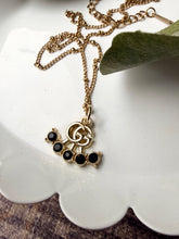 Load image into Gallery viewer, Upcycled Designer Pendant Necklace #197 - Five Black Gems
