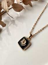 Load image into Gallery viewer, Upcycled Designer Pendant Necklace #209 - Black &amp; Gold Square
