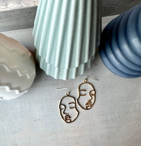 Golden Face Dangle Earrings