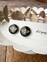 Load image into Gallery viewer, Upcycled Designer Pendant Earrings #116-Gold Bee

