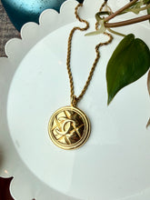 Load image into Gallery viewer, Upcycled Designer Pendant Necklace #226- Large Gold Quilted Dome
