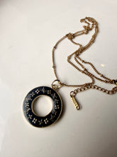 Load image into Gallery viewer, Upcycled Designer Pendant Necklace #183 - Black &amp; Gold Donut
