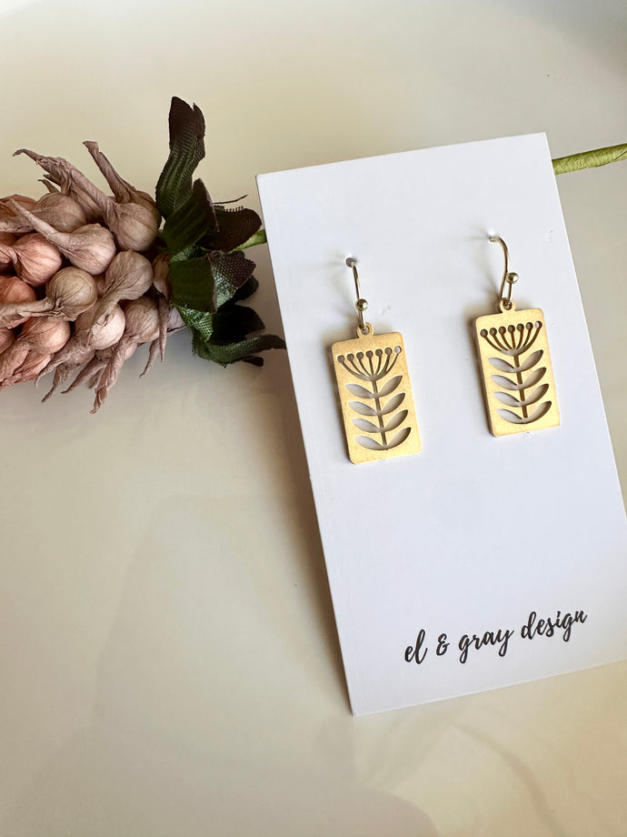 Folk Flower - Gold Metal Earrings