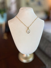 Load image into Gallery viewer, Upcycled Designer Pendant Necklace #158 - White &amp; Gold Oval
