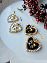 Load image into Gallery viewer, Pearl Heart Dangle Earrings
