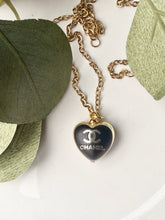 Load image into Gallery viewer, Upcycled Designer Pendant Necklace #194 - Black Heart
