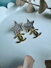 Load image into Gallery viewer, Upcycled Designer Pendant Earrings #117-Stars
