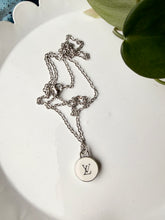 Load image into Gallery viewer, Upcycled Designer Pendant Necklace #223 - Silver Rimmed Circle
