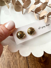 Load image into Gallery viewer, Upcycled Designer Pendant Earrings #113 - Gold Buttons
