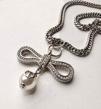 Load image into Gallery viewer, Upcycled Designer Pendant Necklace #222 - Silver Bow
