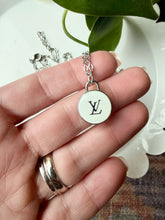 Load image into Gallery viewer, Upcycled Designer Pendant Necklace #223 - Silver Rimmed Circle
