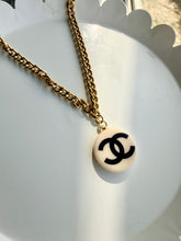 Load image into Gallery viewer, Upcycled Designer Pendant Necklace #117 - Cream &amp; Black
