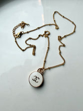 Load image into Gallery viewer, Upcycled Designer Pendant Necklace #160 - Gold Rimmed Circle
