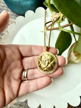 Load image into Gallery viewer, Upcycled Designer Pendant Necklace #226- Large Gold Quilted Dome
