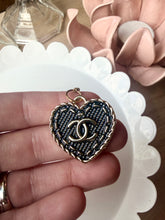 Load image into Gallery viewer, Upcycled Designer Pendant Necklace #229 - Stitched Black Heart
