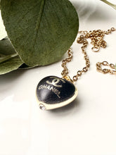 Load image into Gallery viewer, Upcycled Designer Pendant Necklace #194 - Black Heart

