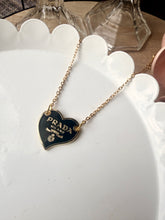 Load image into Gallery viewer, Upcycled Designer Pendant Necklace #227 - Irregular Hart Black &amp; Gold
