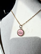 Load image into Gallery viewer, Upcycled Designer Triangle Pendant Necklace #149- pink &amp; gold
