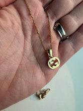 Load image into Gallery viewer, Upcycled Designer Pendant Necklace #186 - Small Gold GG
