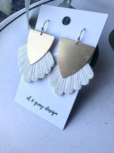 White Fringe Dangle Earrings