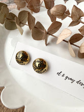 Load image into Gallery viewer, Upcycled Designer Pendant Earrings #113 - Gold Buttons
