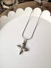 Load image into Gallery viewer, Upcycled Designer Pendant Necklace #231 - Silver Four Petal Blossom
