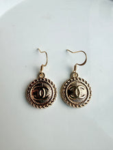 Load image into Gallery viewer, Upcycled Designer Pendant Earrings #105 - Gold Circles
