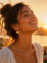 Load image into Gallery viewer, Upcycled Designer Pendant Earrings #102 - gold hearts
