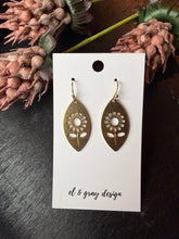 Load image into Gallery viewer, Sunflower Raw Brass Dangle Earrings
