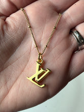 Load image into Gallery viewer, Upcycled Designer Pendant Necklace #187 - Golden Letters
