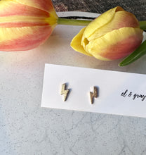 Load image into Gallery viewer, Little Lightning Bolt Gold Metal Earrings
