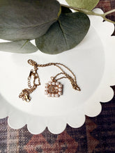 Load image into Gallery viewer, Upcycled Designer Pendant Necklace #203 - Square Pearl Border
