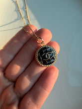 Load image into Gallery viewer, Upcycled Designer Pendant Necklace #168 - Black &amp; Gold Quilted
